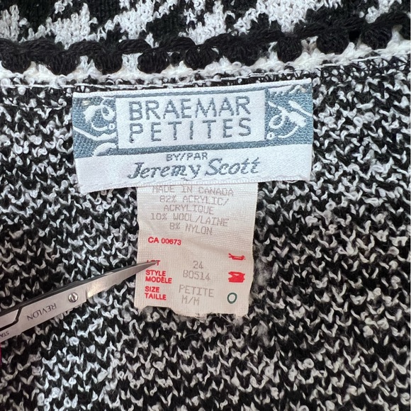 VINTAGE 80s Jeremy Scott Braemar Houndstooth Button Up Cardigan - Picture 9 of 11